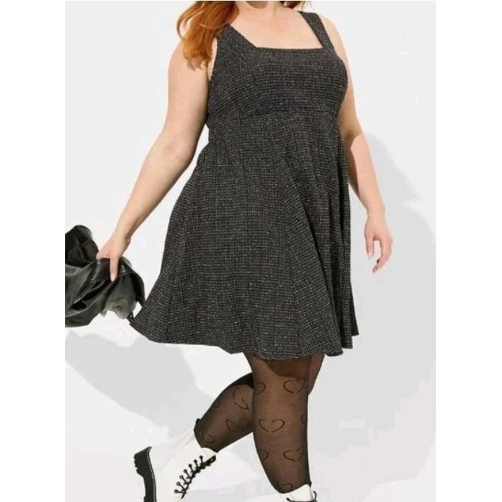 Torrid Dress 1x Square Neck Stretch Boucle Goth Grunge Rockabilly Mod Retro New